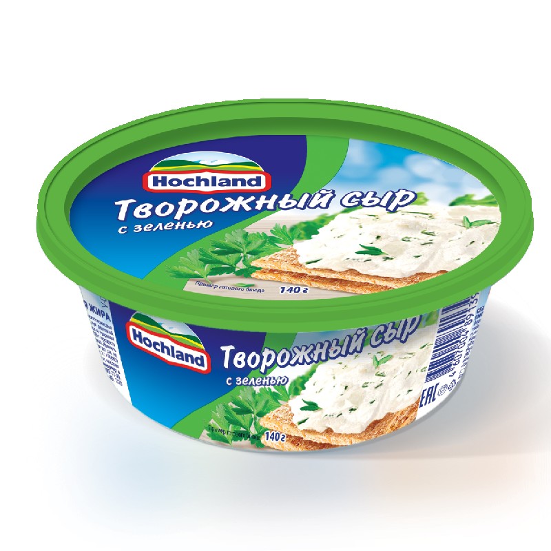 Сыр Hochland творожный с зеленью 140г