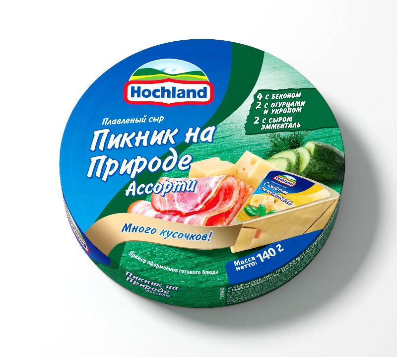 Плавл.сыр Hochland Ассорти зеленое 140г (10)