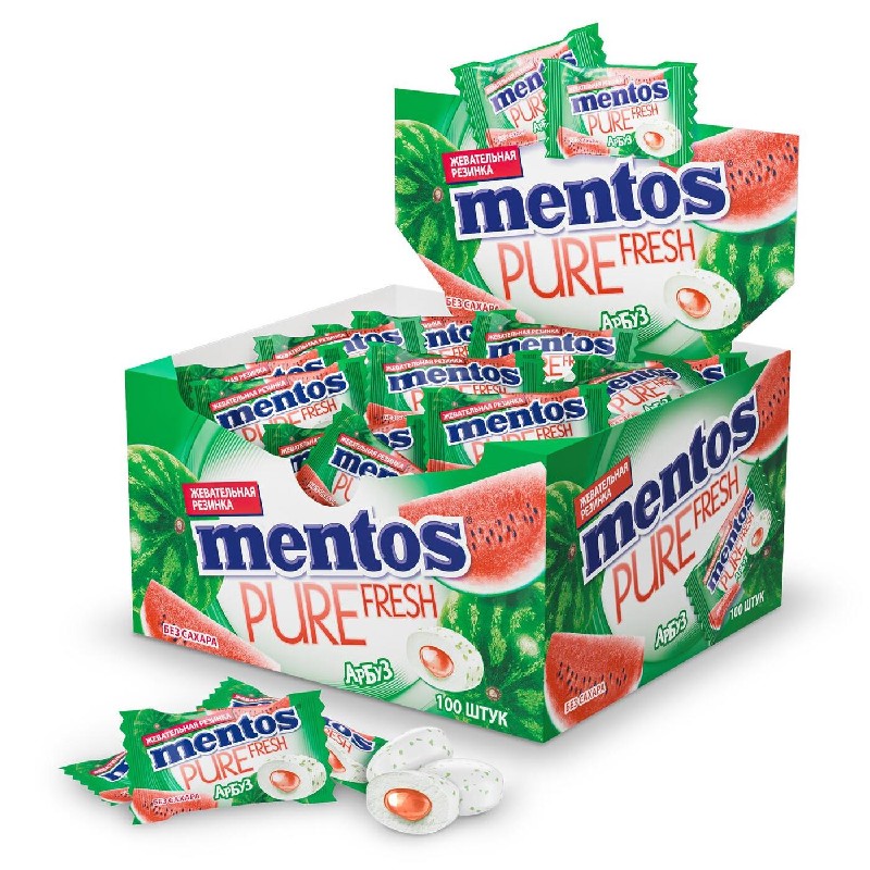 Жевательная резинка Mentos Pure Fresh Арбуз 100шт