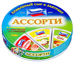 Сыр плавленный 140г К завтраку ассорти: сливочный, ветчина, грибы